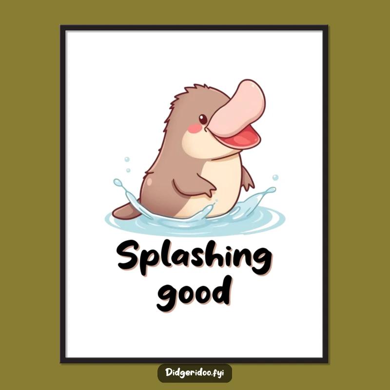 Funny Platypus Splash Digital Art Print: Jovial Water Instant Download Gift