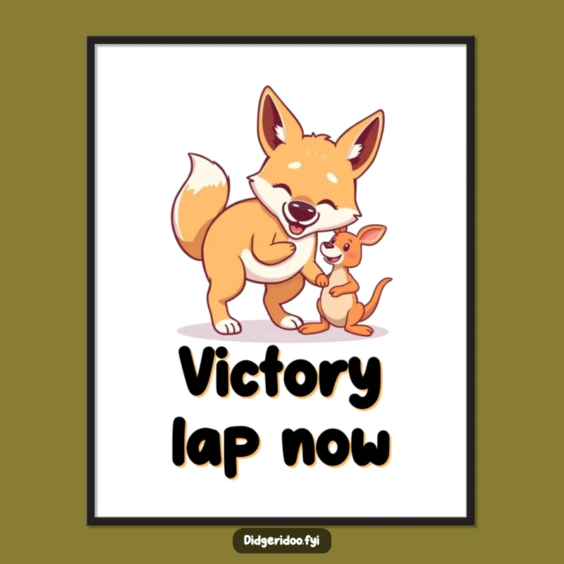 Funny Dingo Fetch Digital Art: Aussie Dog Wall Decor Hilarious Gift