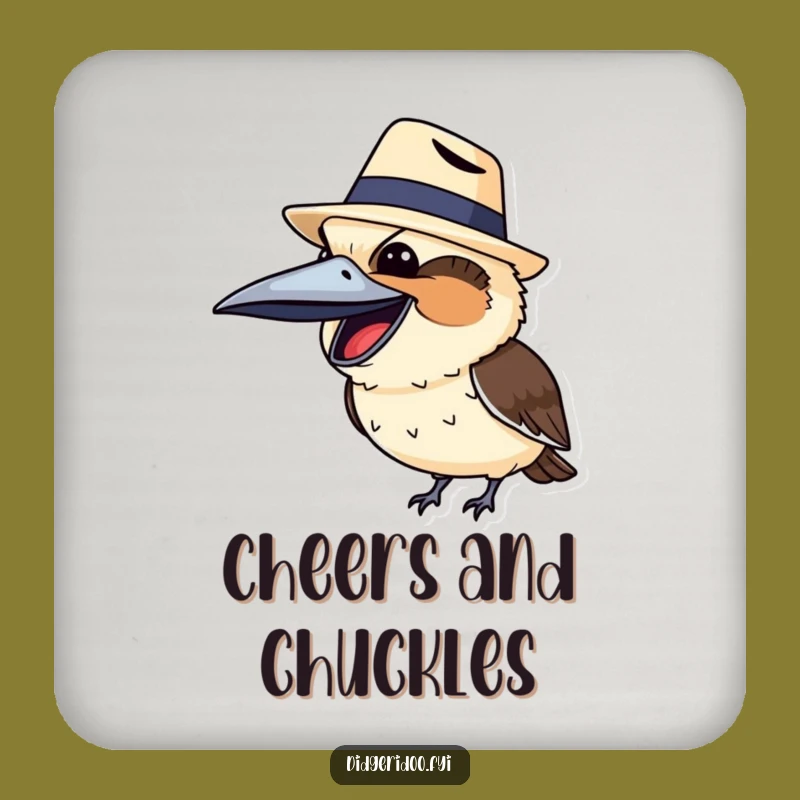 Funny Kookaburra Akubra Coaster: Protect Surfaces Hilariously, Hilarious Aussie Art, Perfect Funny Gift!