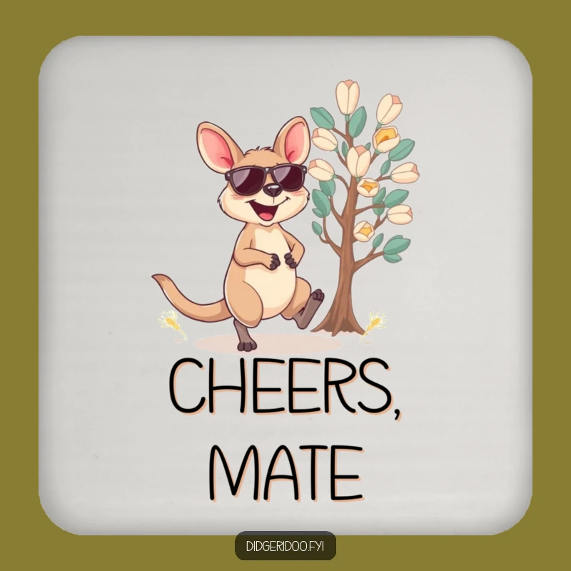 Funny Wallaby Sunglasses Coaster: Protect Surfaces with Aussie Charm Gift