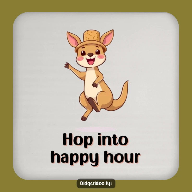 Funny Kangaroo Cork Hat Coaster - Joyful Jumper Set for Aussie Tables
