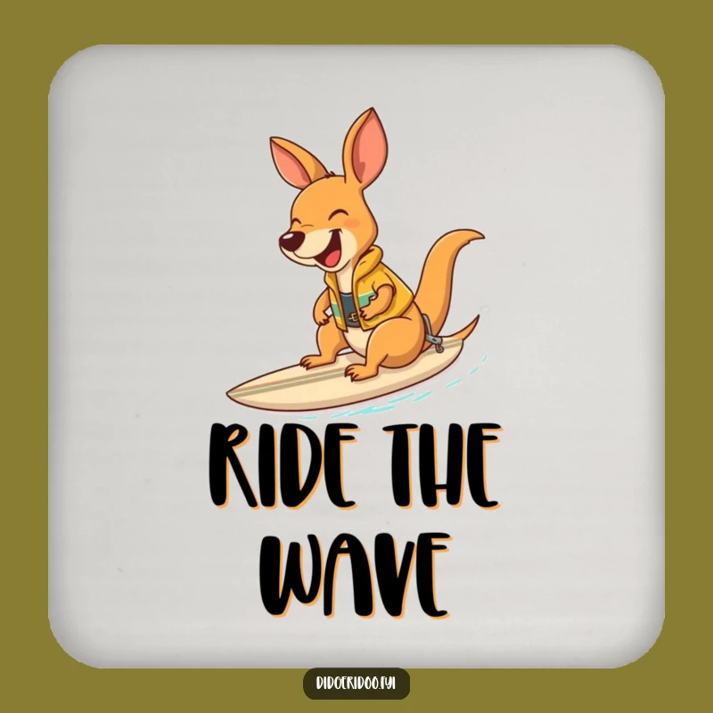 Funny Kangaroo Surfer Coaster: Laughing Vest Rider Drink Protector Gift