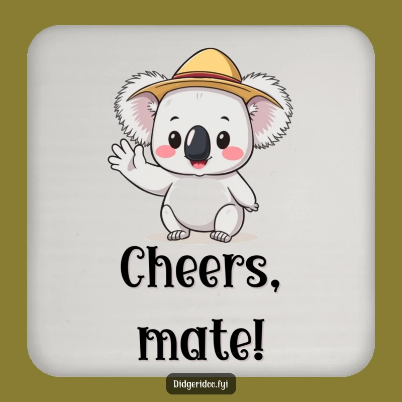 Funny Koala Akubra Wave Coaster Set: Protect Surfaces with Hilarious Aussie Style