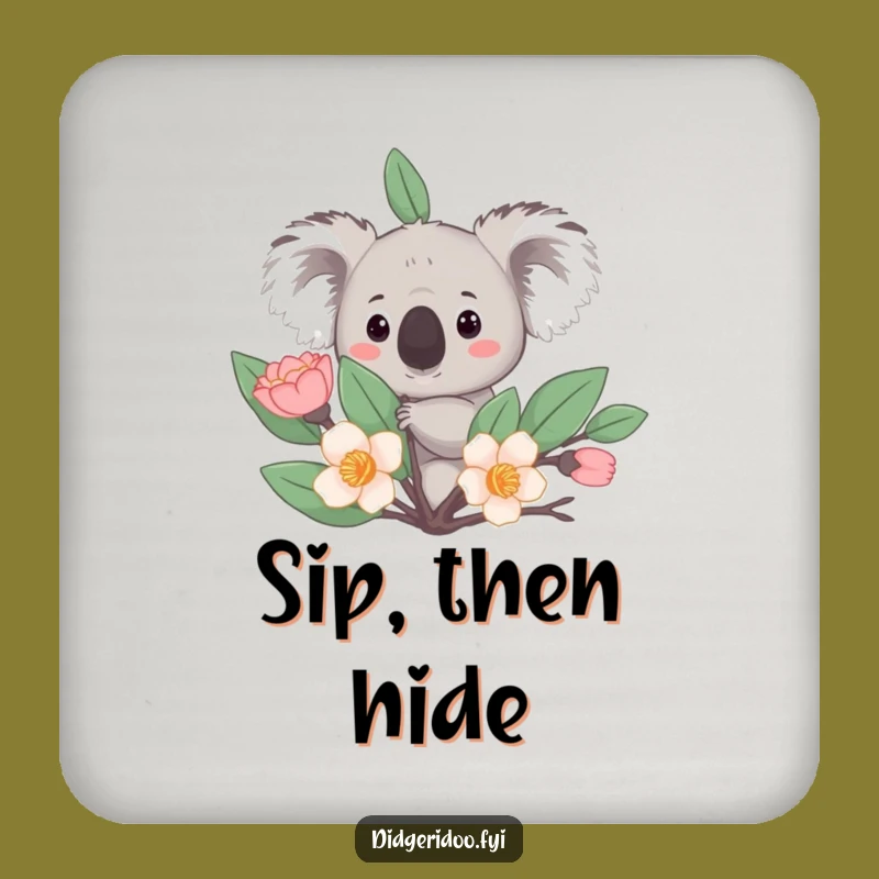Funny Koala Drink Coaster: Curious Peek, Protect Surfaces with Humor