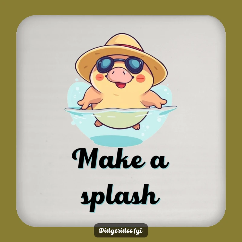 Funny Platypus Dive Sun Hat Coaster: Playful Aussie Drink Protector, Gift