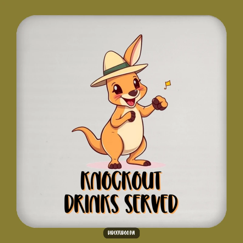 Funny Boxing Kangaroo Coaster: Akubra Drink Protector, Humorous Gift
