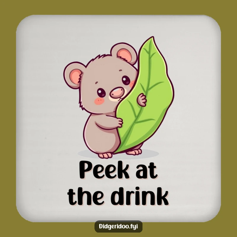 Funny Wombat Peeking Coaster: Protect Surfaces with Cute Aussie Charm