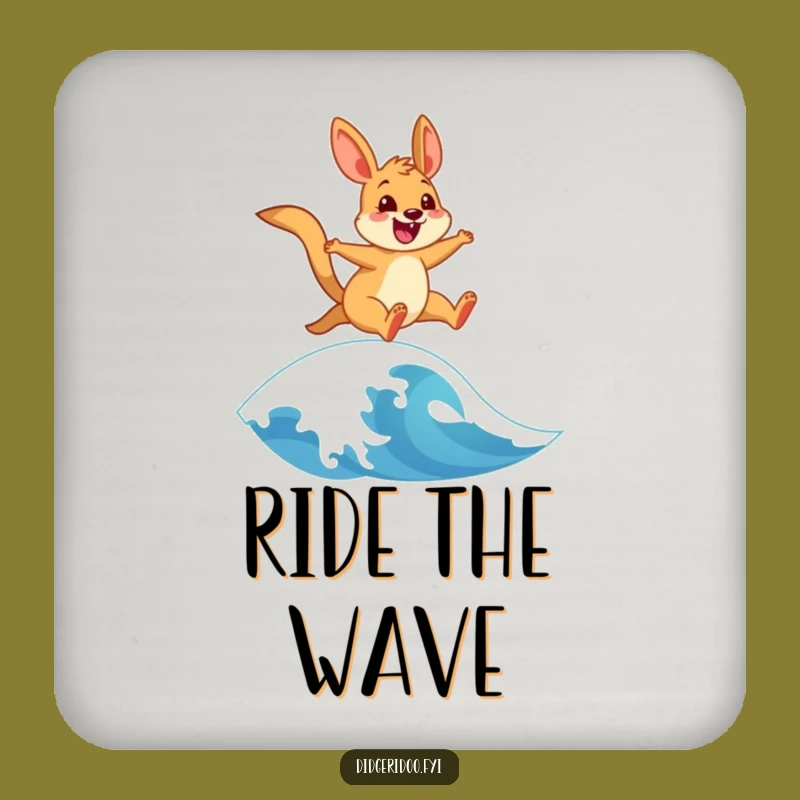 Funny Wallaby Coaster Set: Cheerful Wave Leaper, Protects Surfaces with Humor