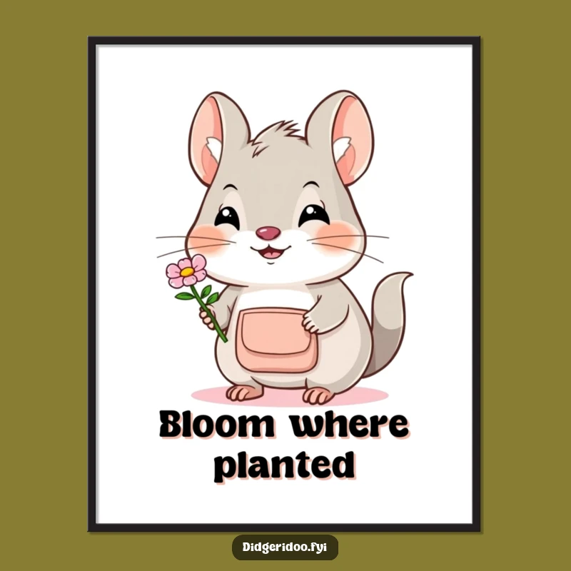 Funny Bilby Flower Poster: Brighten Your Walls with this Sweet Marsupial Art