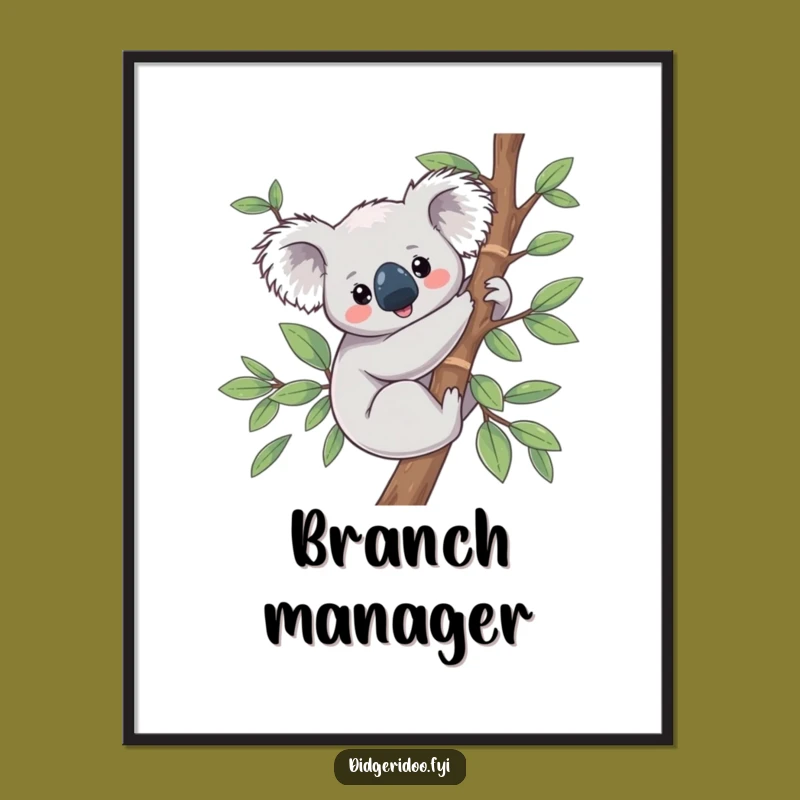 Funny Koala Eucalyptus Poster: Content Critter Wall Art Gift