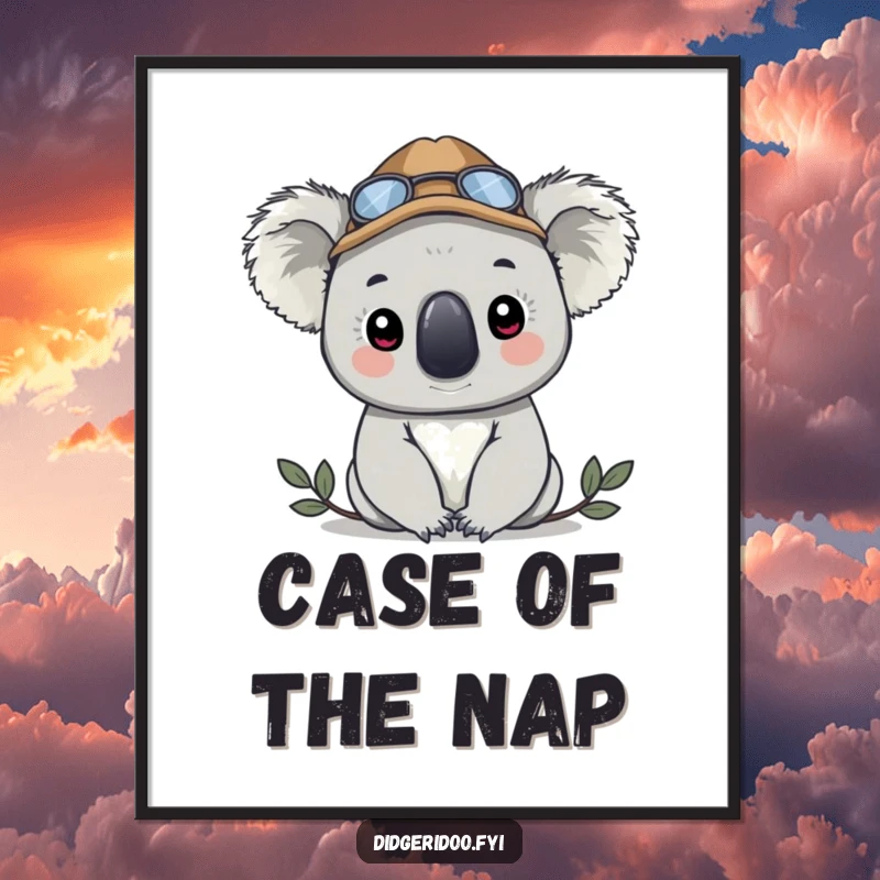 Funny koala in a detective hat, peeking with intent, presented as intriguing wall art for a playful atmosphere.