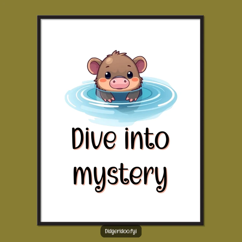 Funny Platypus Pool Poster: Curious Aussie Art, Unique Gift