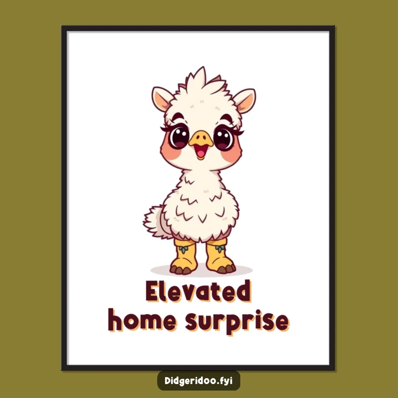 Funny Emu Boots Poster: Surprised Stare Wall Art Gift