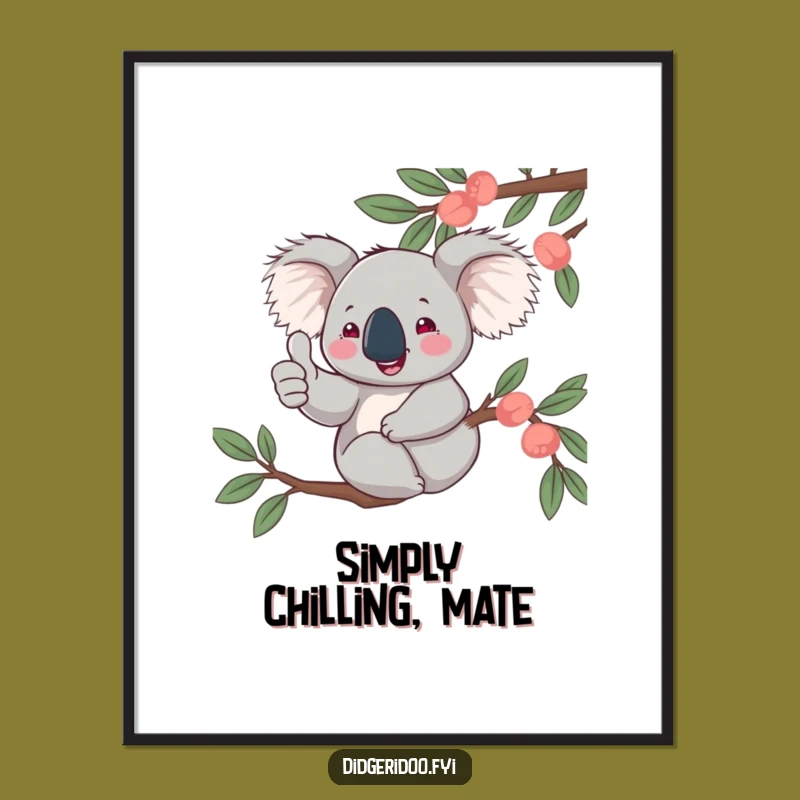 Funny Koala Thumbs Up Poster: Jovial Character Aussie Wall Art