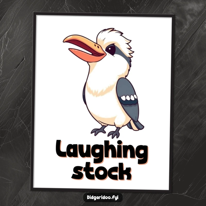 Funny Kookaburra Poster capturing a cheerful bird with a wide beak mid-laugh, bringing infectious joy to walls.