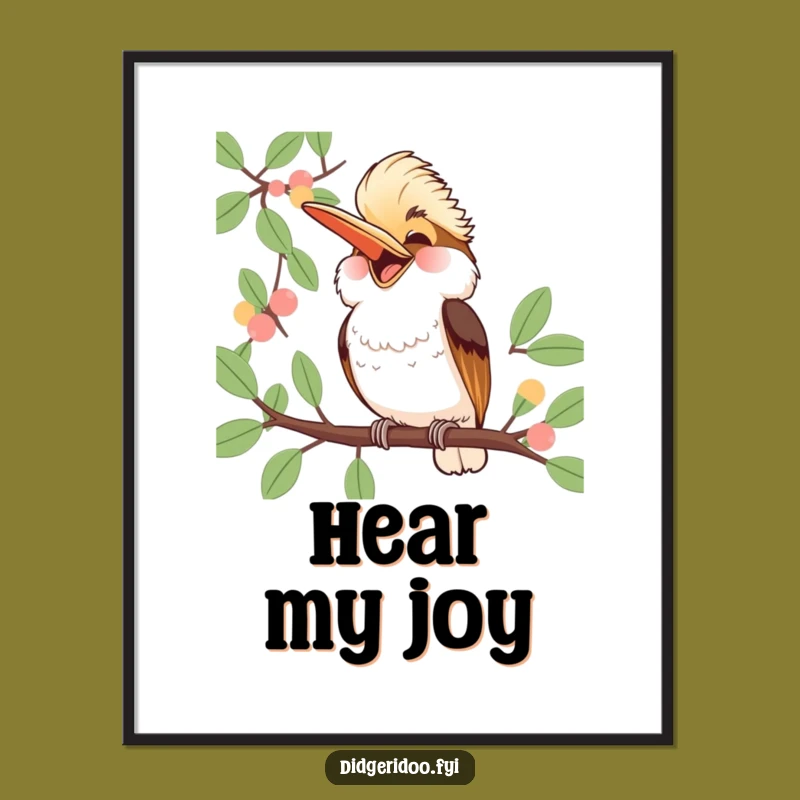 Funny Kookaburra Laughing Poster: Jubilant Aussie Bird Art, Humorous Gift