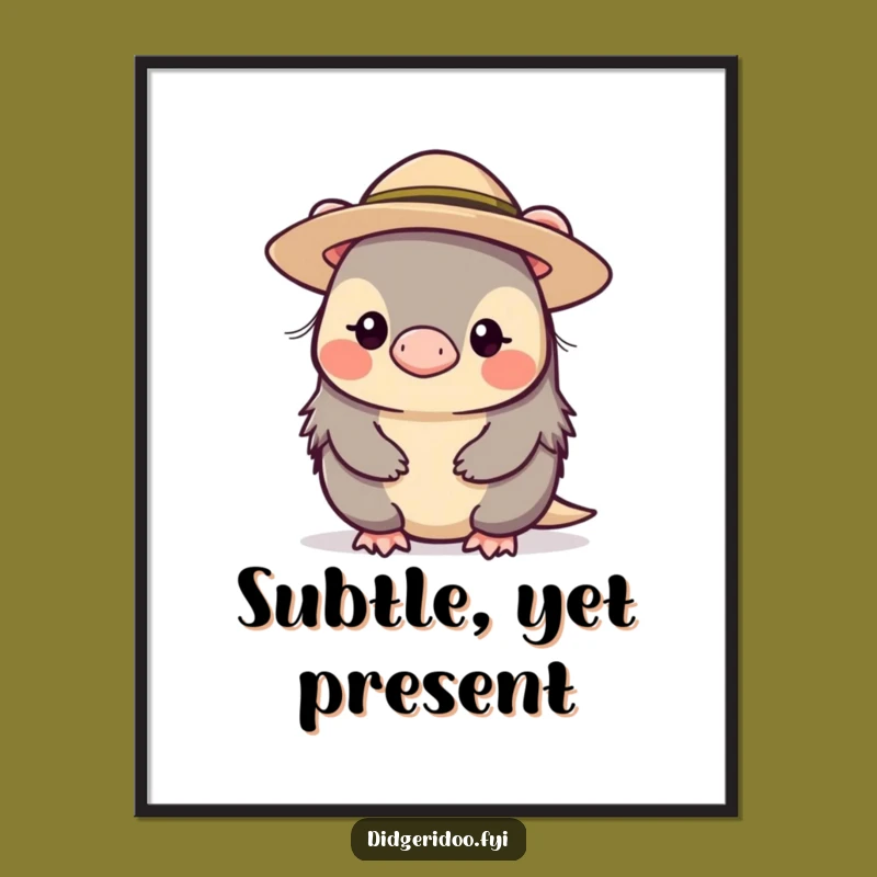 Funny Platypus Hat Poster: Shy Character Wall Art for Unique Decor