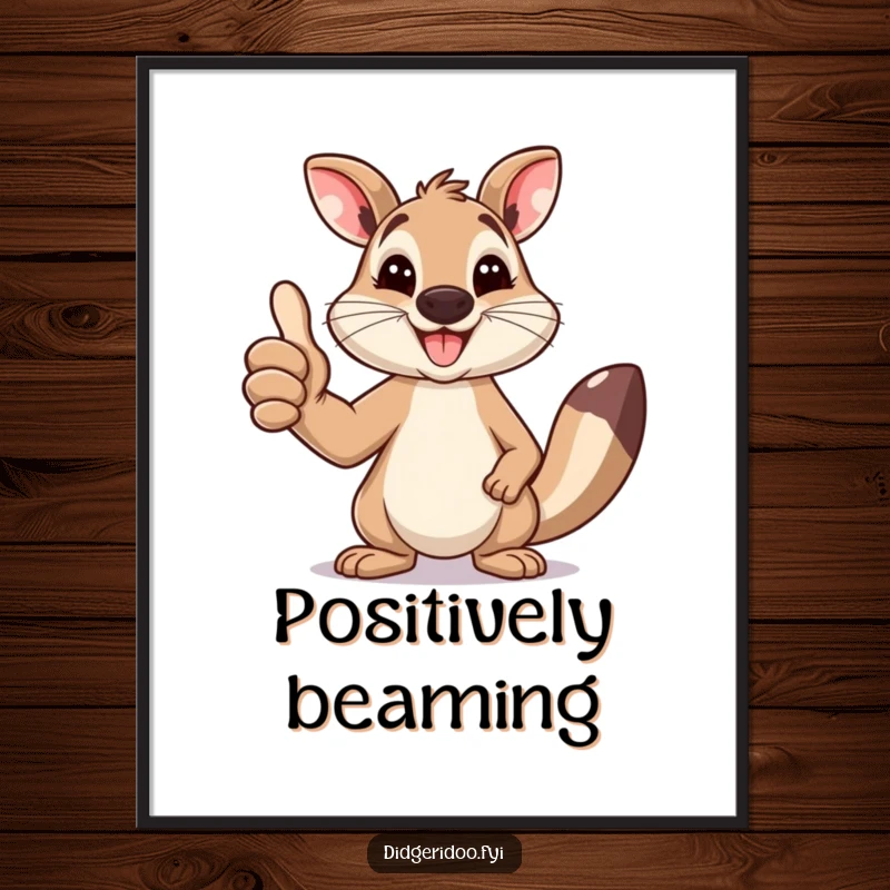 Funny Wallaby Poster: A happy wallaby is giving a big thumbs up with a beaming smile, perfect for uplifting any space.