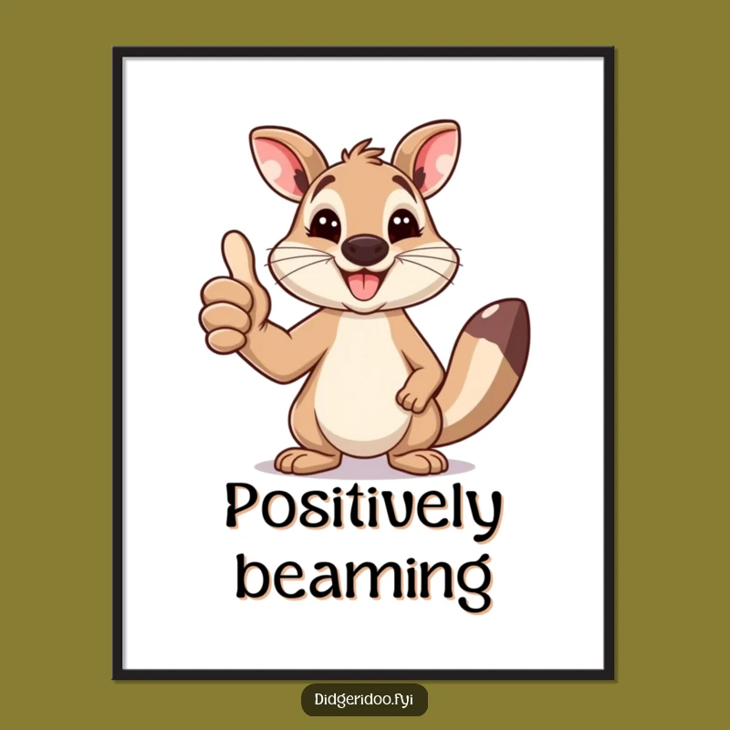 Funny Wallaby Thumbs Up Poster: Happy Aussie Art Decor Gift