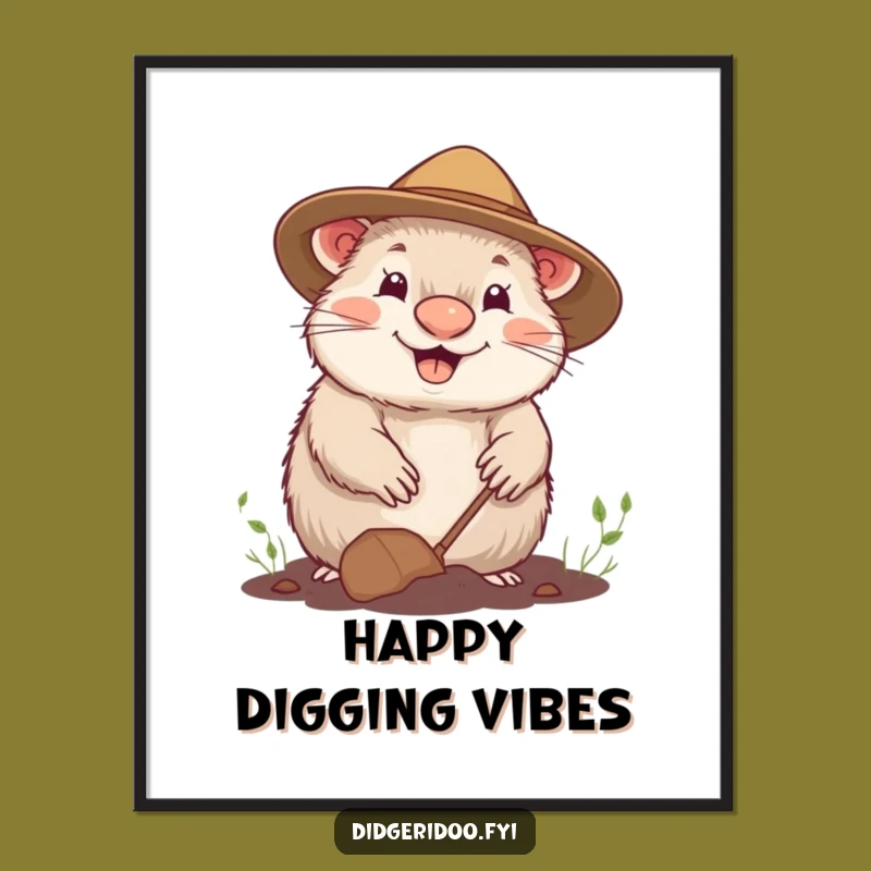 Funny Cheerful Wombat Gardening Poster - Happy Wall Art Gift