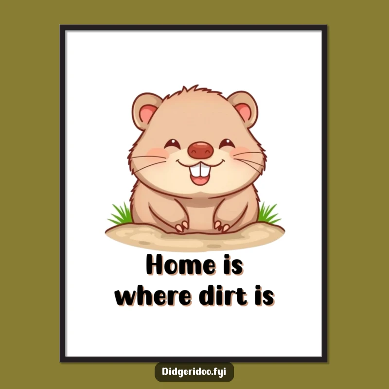 Funny Wombat Burrow Art Poster: Bring Cheerful Grins to Your Walls!