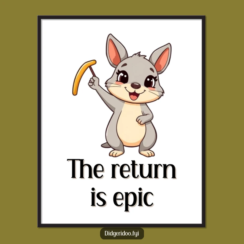 Funny Wallaby Boomerang Poster: Cheerful Aussie Wall Art Gift