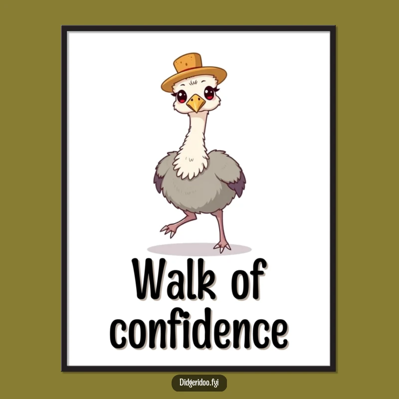 Funny Emu Cork Hat Poster - Proud Aussie Wall Art, Confident Character, Great Funny Gift