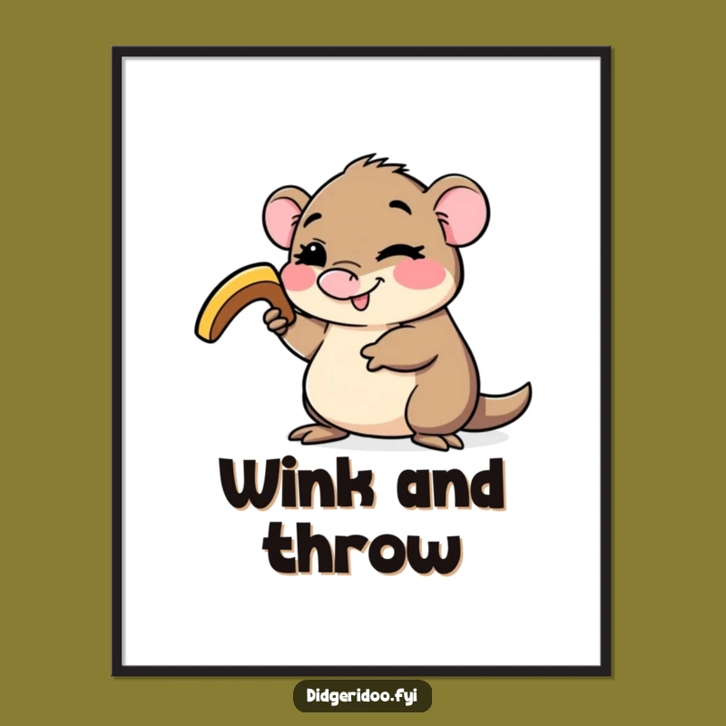 Funny Platypus Boomerang Poster - Winking Critter Art for Quirky Home Decor