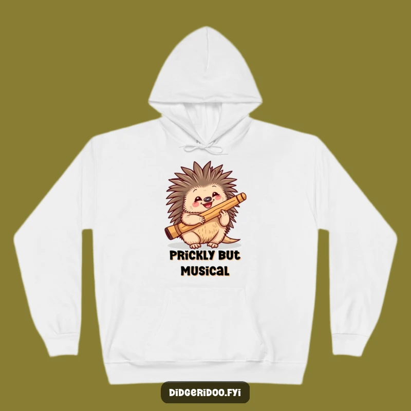 Funny Echidna Didgeridoo Hoodie - Cozy Playful Character Sweatshirt for Warm Vibes