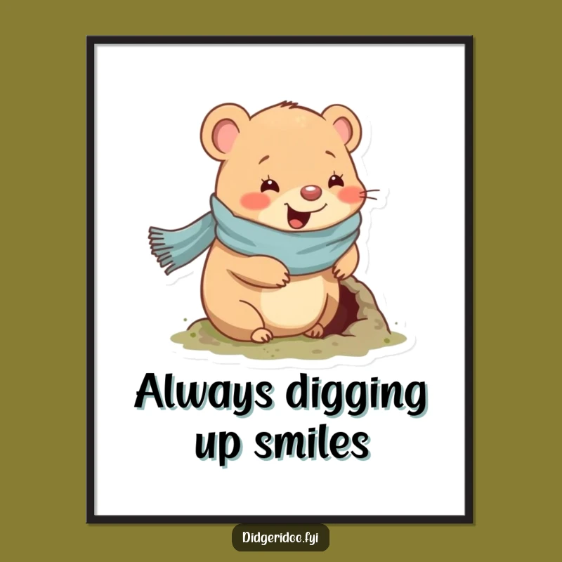 Free Printable Wombat Art: Cozy Scarf Animal Downloadable Wall Decor