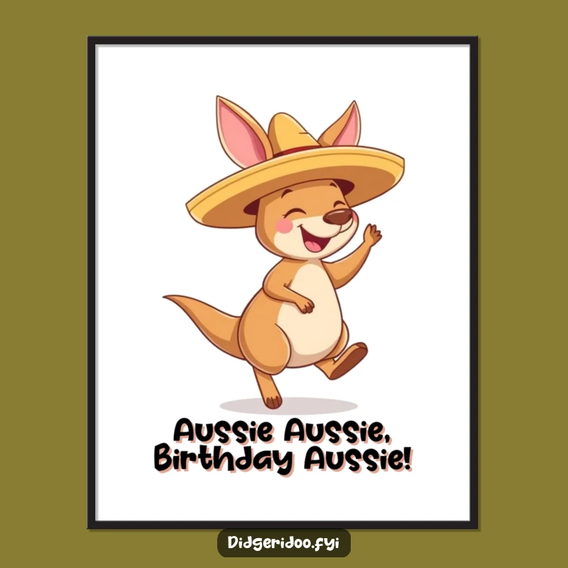 Free Printable Wall Art: Joyful Kangaroo Fiesta, Humorous Downloadable Decor