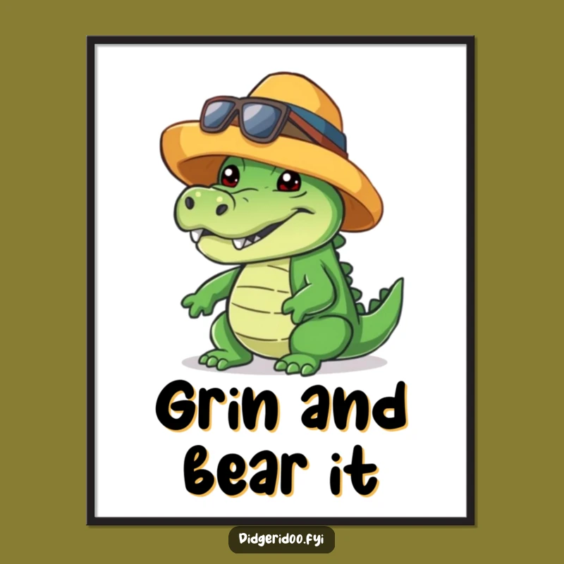 Free Printable Wall Art: Cool Crocodile Grin Funny Downloadable Decor