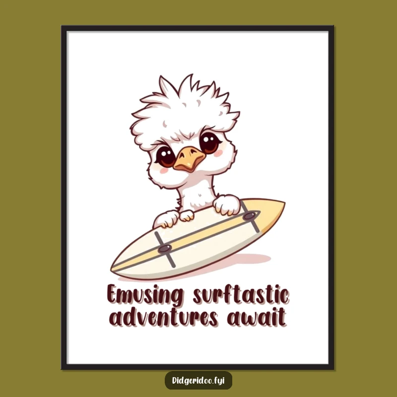 Free Printable Wall Art: Curious Emu Peeking, Downloadable Quirky Decor