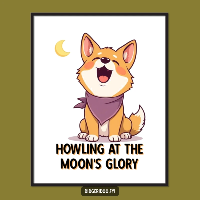 Free Printable Wall Art: Delighted Dingo Howling - Funny Downloadable Decor
