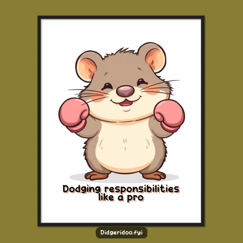 Free Printable Wall Art: Playful Wombat Boxer Dodging for Humorous Home Decor