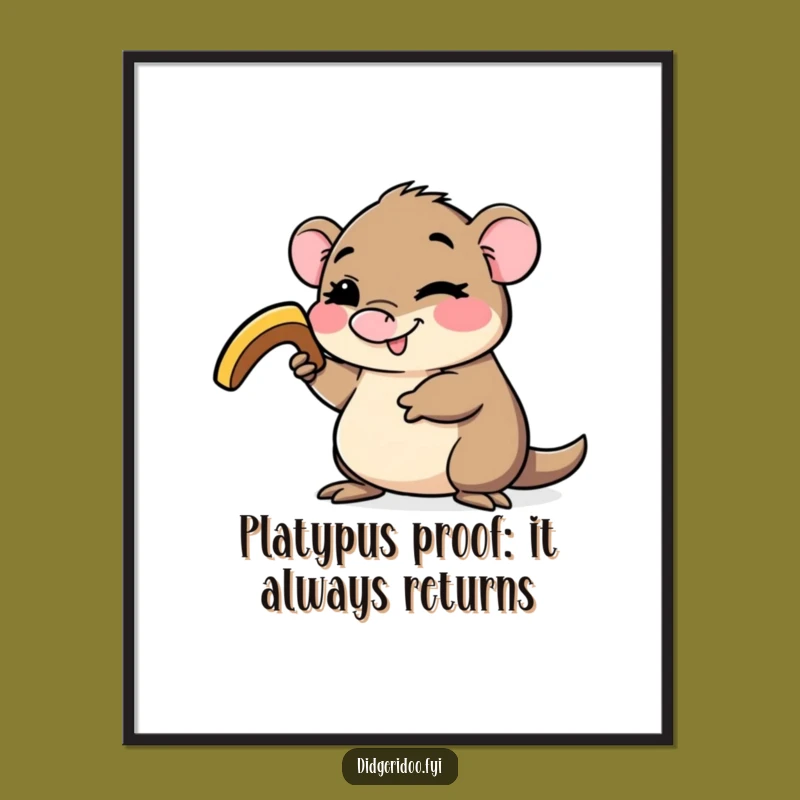 Free Printable Wall Art: Winking Platypus Boomerang Funny Downloadable Decor
