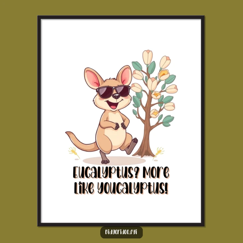 Free Printable Wallaby Art: Funny Sunglasses Aussie Animal Downloadable Wall Decor