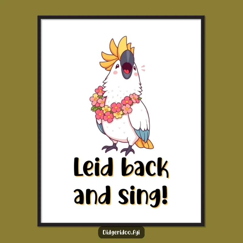 Funny Free Printable Cockatoo Wall Art: Tropical Song Downloadable Decor