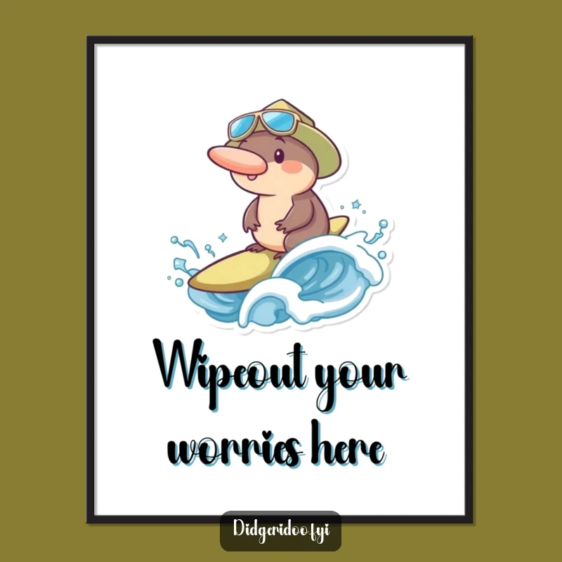 Funny Free Printable Wall Art: Platypus Surfer Dude, Hilarious Downloadable Home Decor