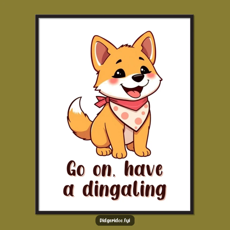 Funny Free Printable Wall Art: Dingo Wagging - Downloadable Decor