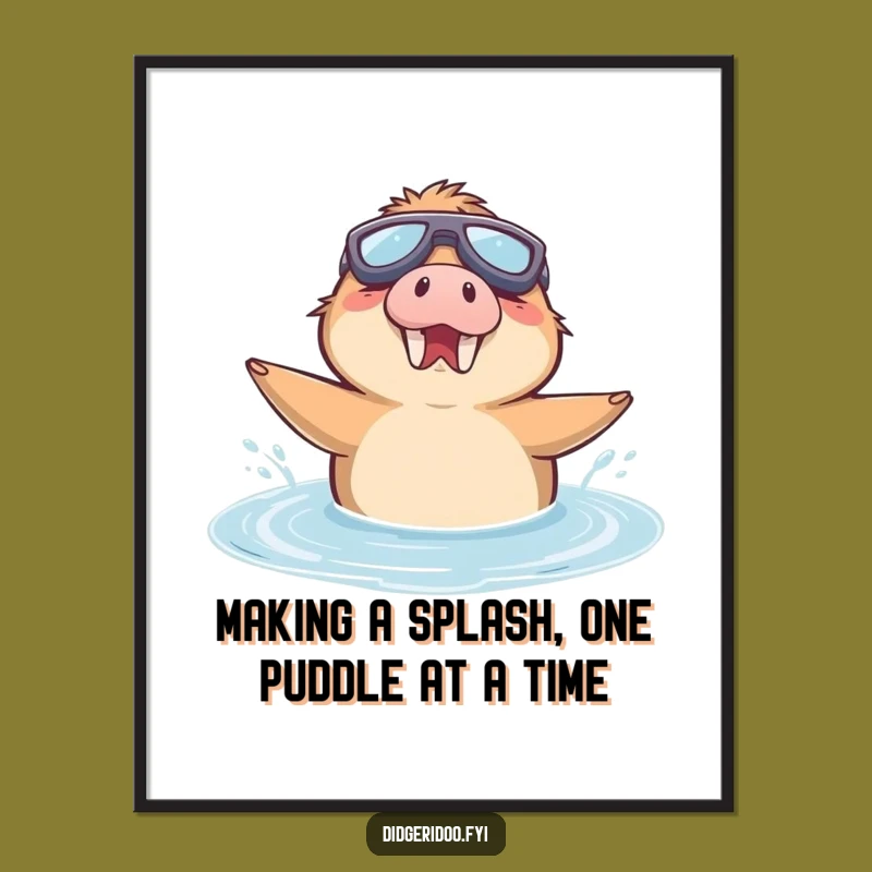 Free Printable Funny Platypus Wall Art: Goggled Splash Downloadable Art