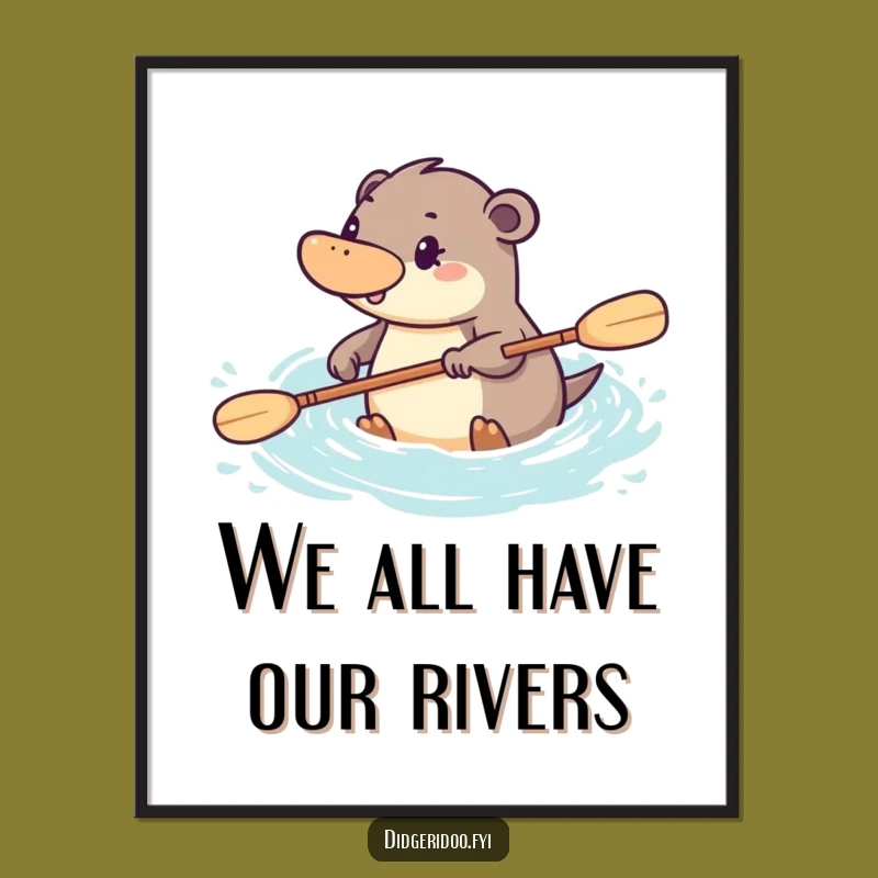 Funny Free Printable Wall Art: Platypus Paddling, Energetic Downloadable Decor