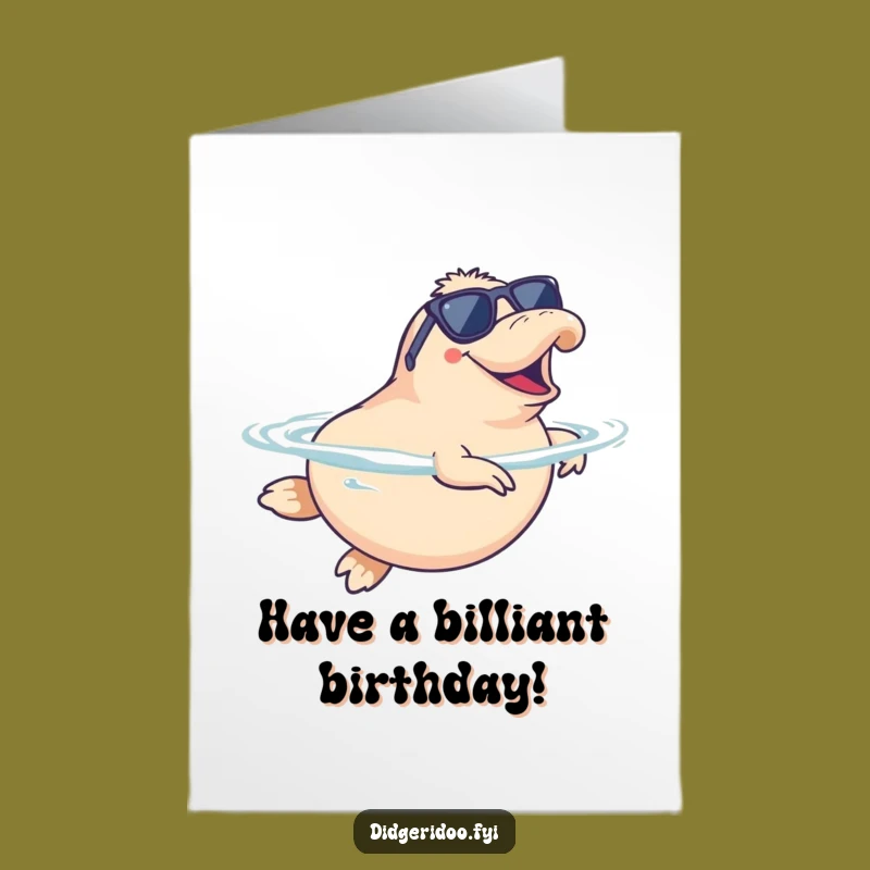 Free Printable Birthday Card: Cool Platypus Swim, Fun Gift