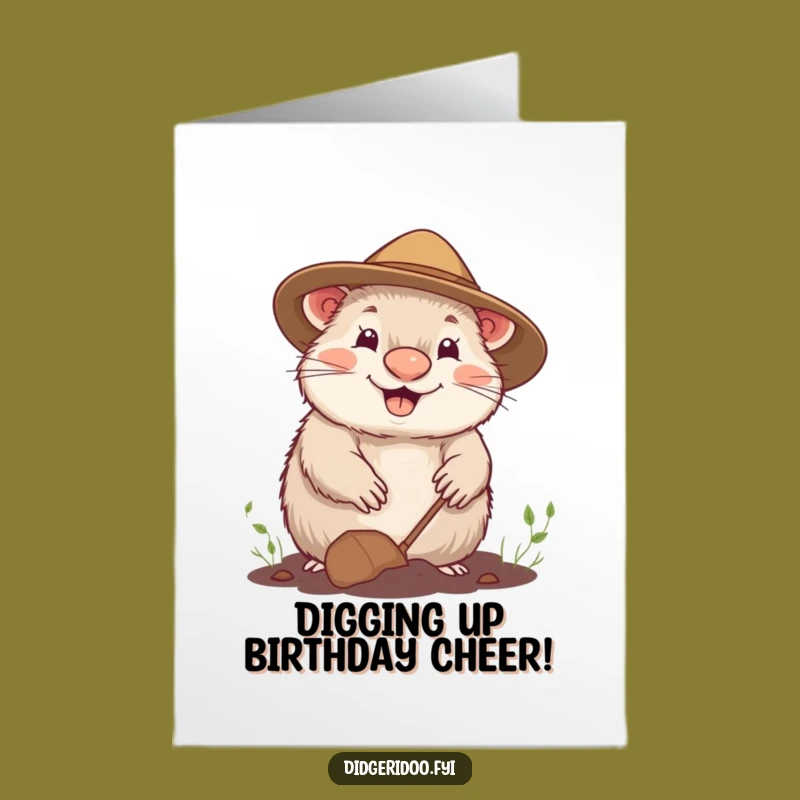 Free Printable Birthday Card: Gardening Wombat, Cheerful & Humorous Downloadable Gift