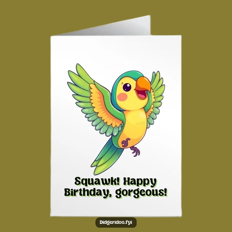 Free Printable Birthday Card: Smiling Parrot Soaring, Funny Downloadable Gift