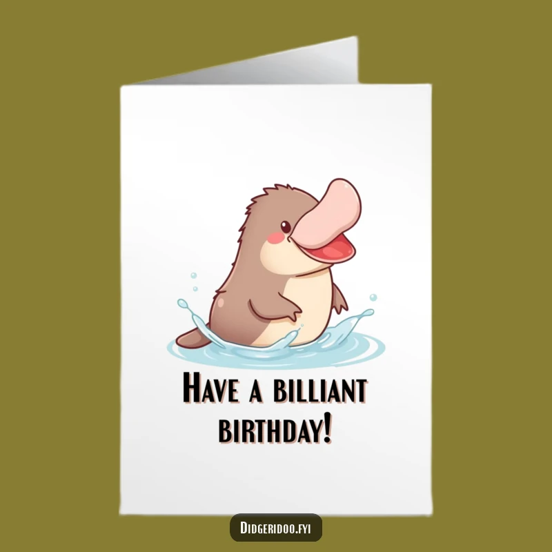 Free Printable Birthday Platypus Card: Jovial Splash for a Fun Downloadable Gift