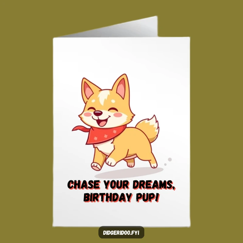 Free Printable Dingo Birthday Card: Funny Bandana Dog Animal Downloadable Gift