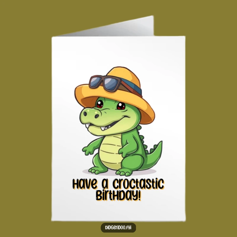 Free Printable Birthday Card: Cool Crocodile Grin Funny Downloadable Gift