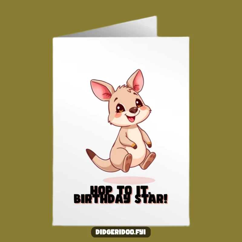 Free Printable Birthday Kangaroo Card: Funny Cub Bouncing High for a Joyful Downloadable Gift