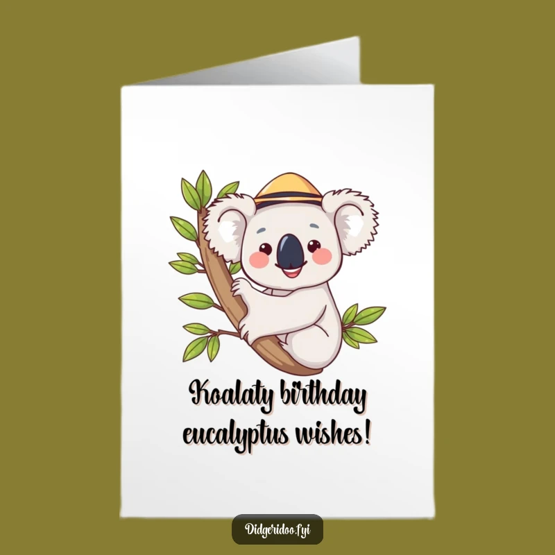 Free Printable Birthday Koala Card: Funny Hugs & Eucalyptus Downloadable Gift